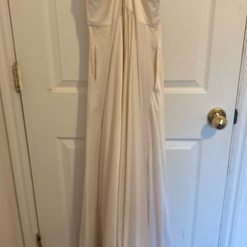 B Darlin Cream Strapless Gown